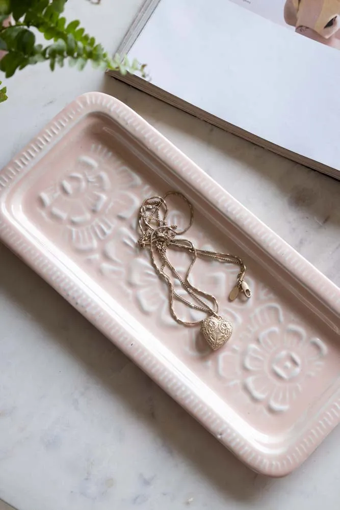 Pink Enamel Cast Style Trinket Tray