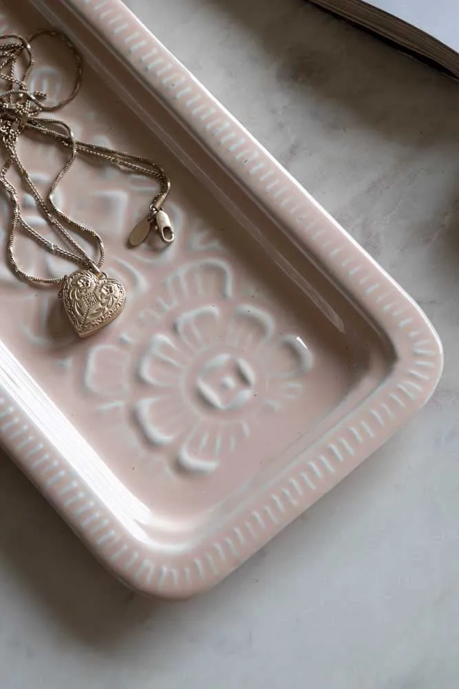 Pink Enamel Cast Style Trinket Tray