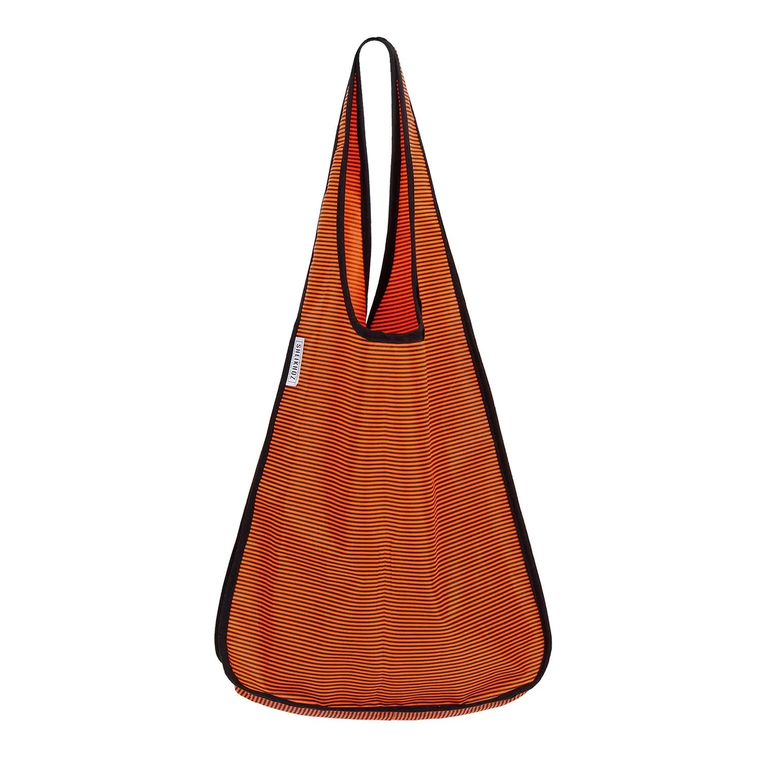 Pop Tote - Orange Striper Tote with Piping