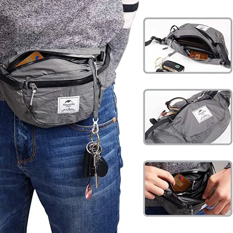 Portable Fanny Bag Unisex Foldable  Waist Pack Lightweight for Outdoors Sports