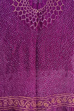 Purple Bandhani Pure Gajji Silk Dupatta