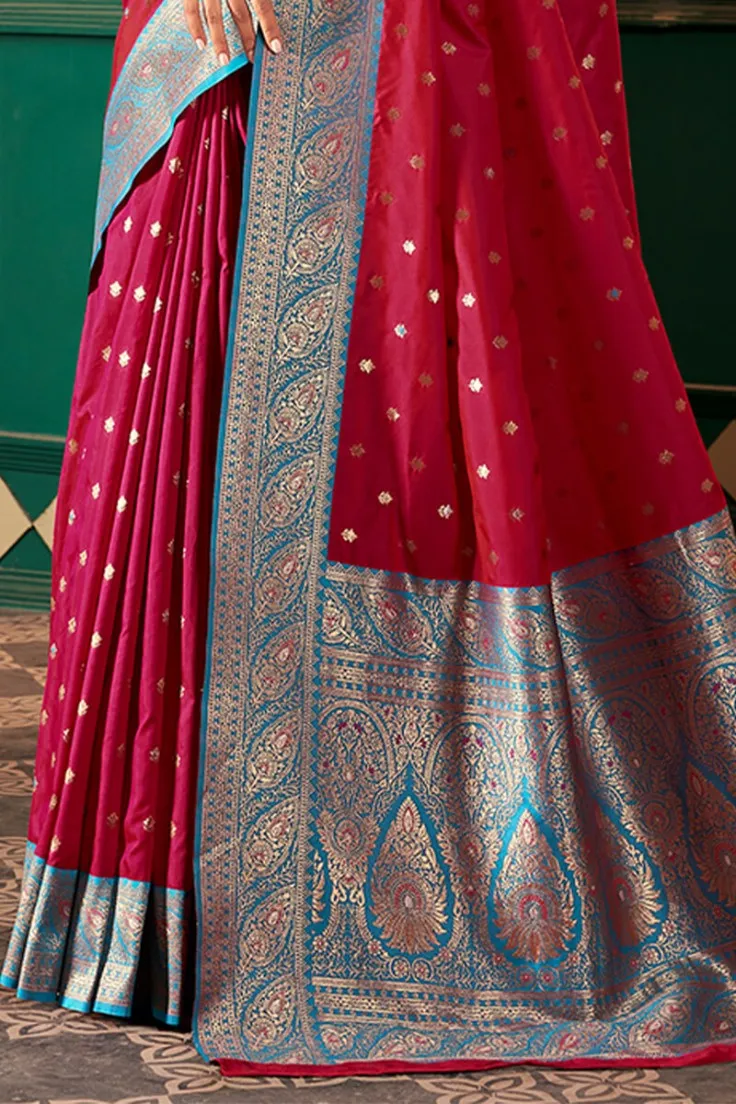 Resplendent Maroon Soft Banarasi Silk Saree With Majestic Blouse Piece