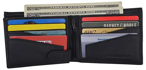 RFID Blocking Bifold Wallets for Men Leather Credit Card Wallet 2 ID Windows & Snap Closure Security High Capacity