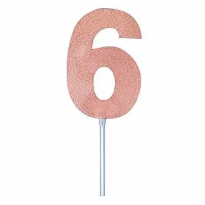 Rose Gold Diamond #6 Cake Topper