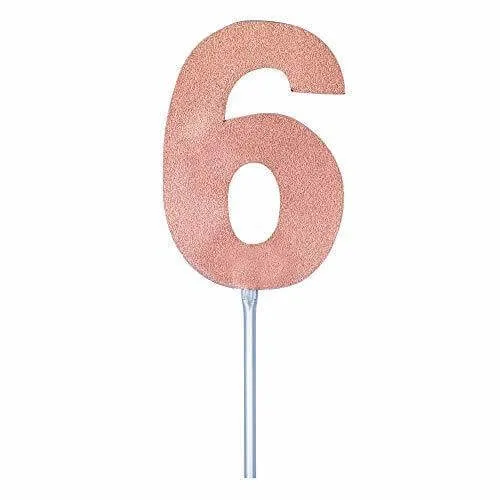 Rose Gold Diamond #6 Cake Topper