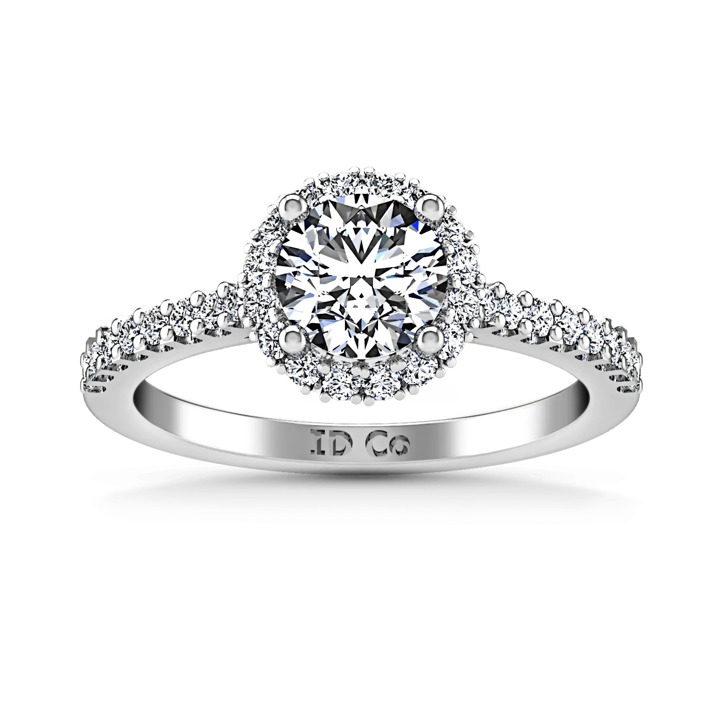 Round Diamond Halo  Engagement Ring Bethany 14K White Gold