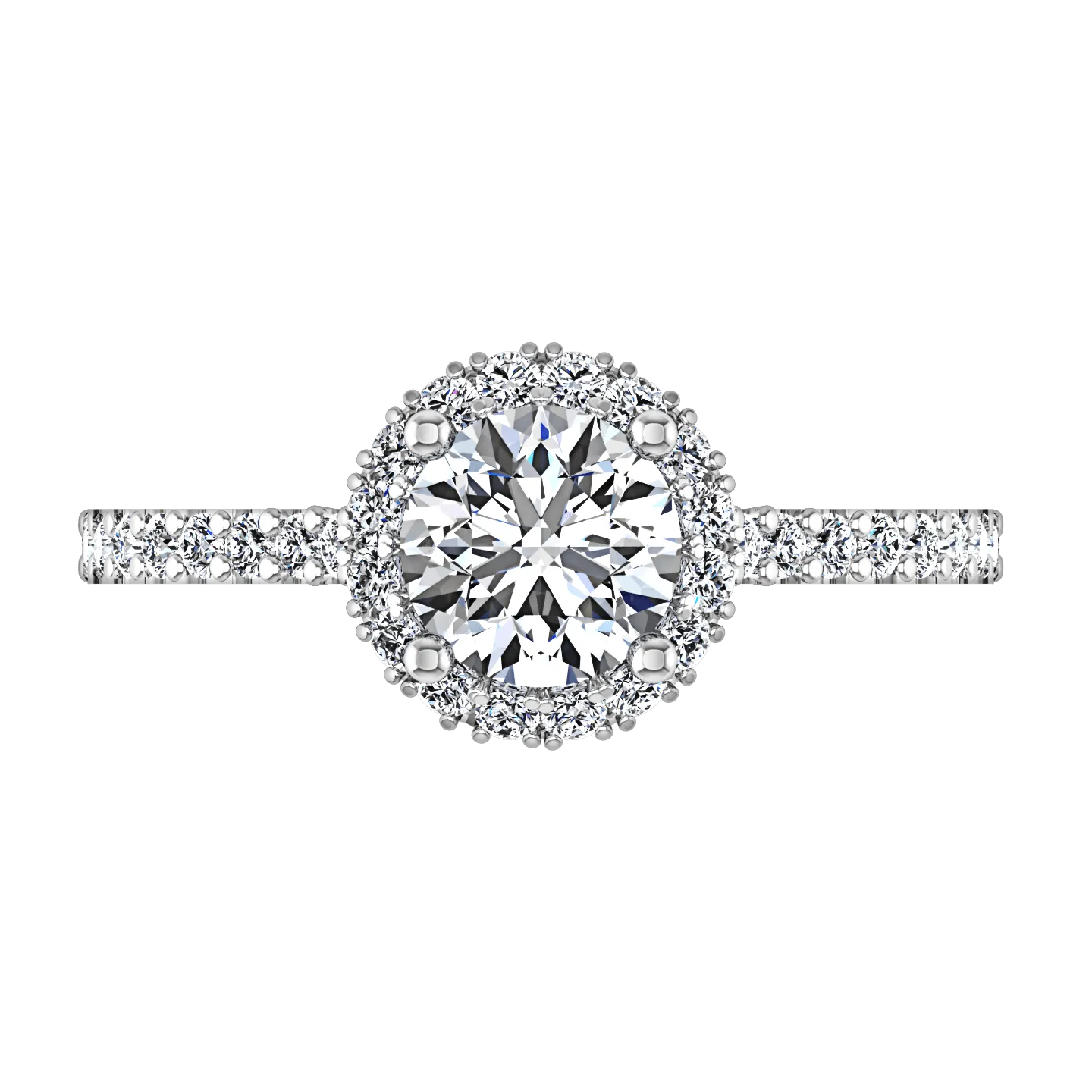 Round Diamond Halo  Engagement Ring Bethany 14K White Gold