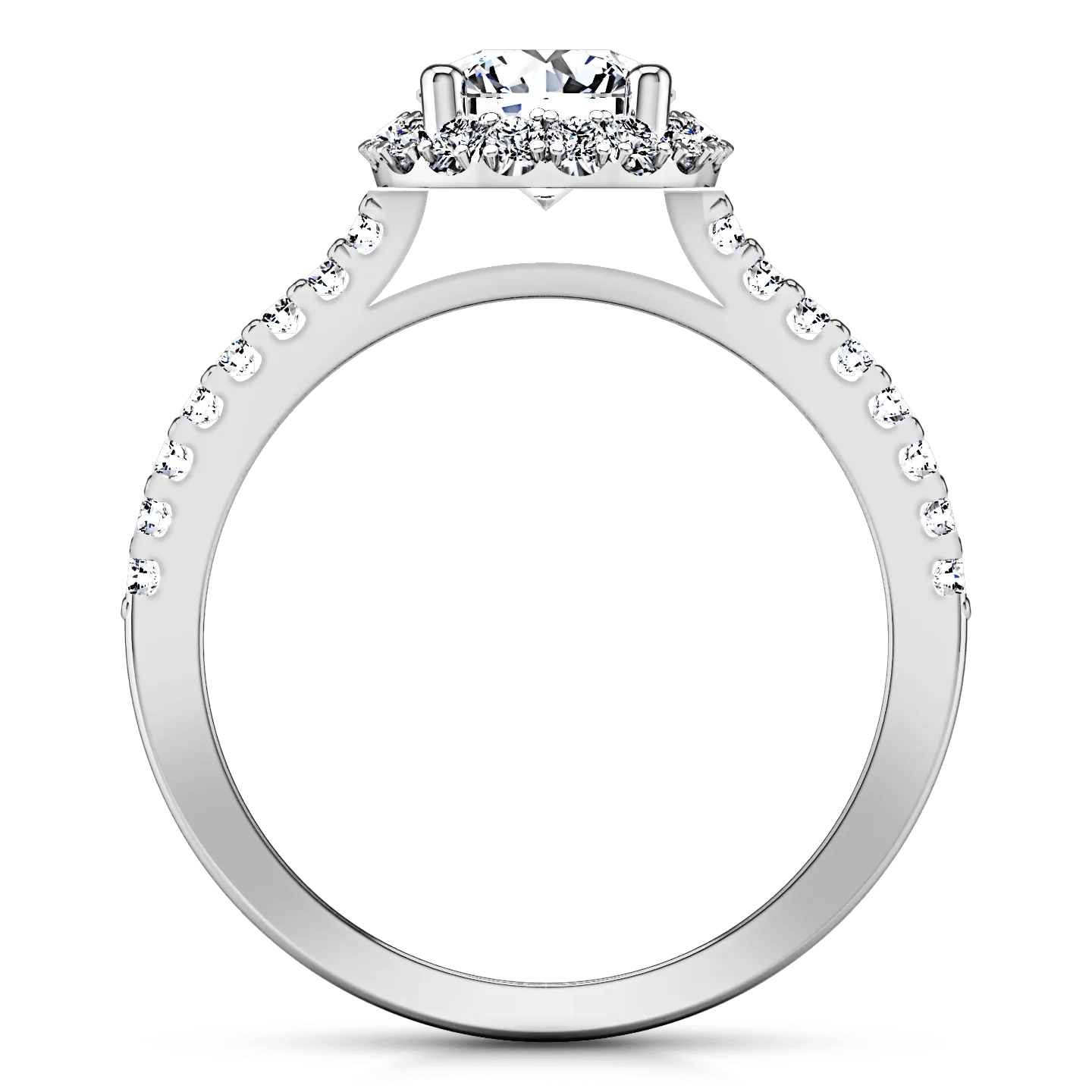 Round Diamond Halo  Engagement Ring Bethany 14K White Gold