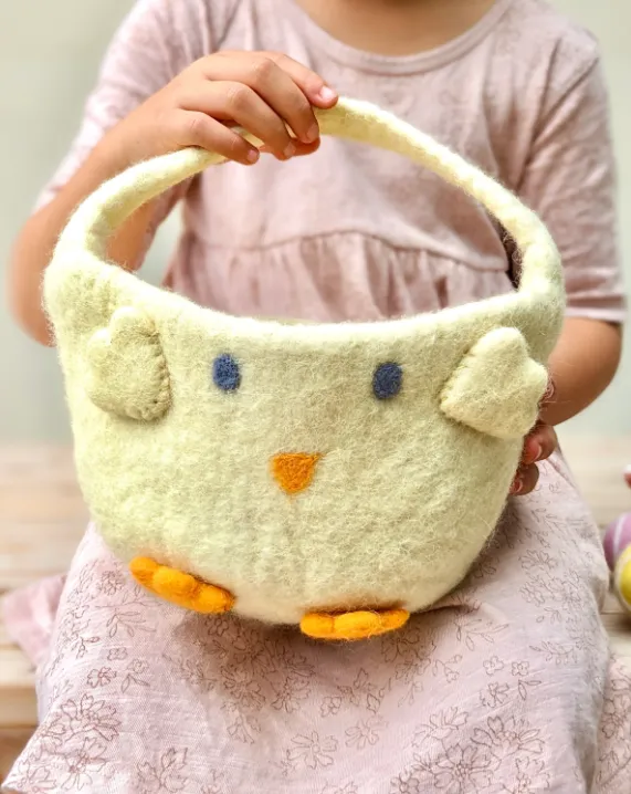 Sale Felt Easter Egg Hunt Basket, Yellow Chick