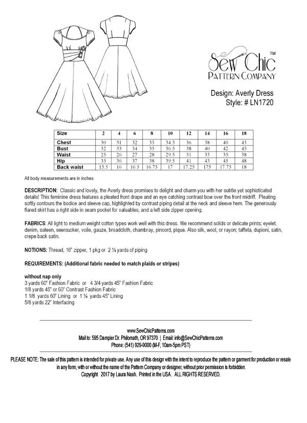 Sew Chic Averly Dress Sewing Pattern by Sew Chic Pattern Company