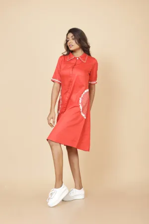 Shift Dress With Threadwork