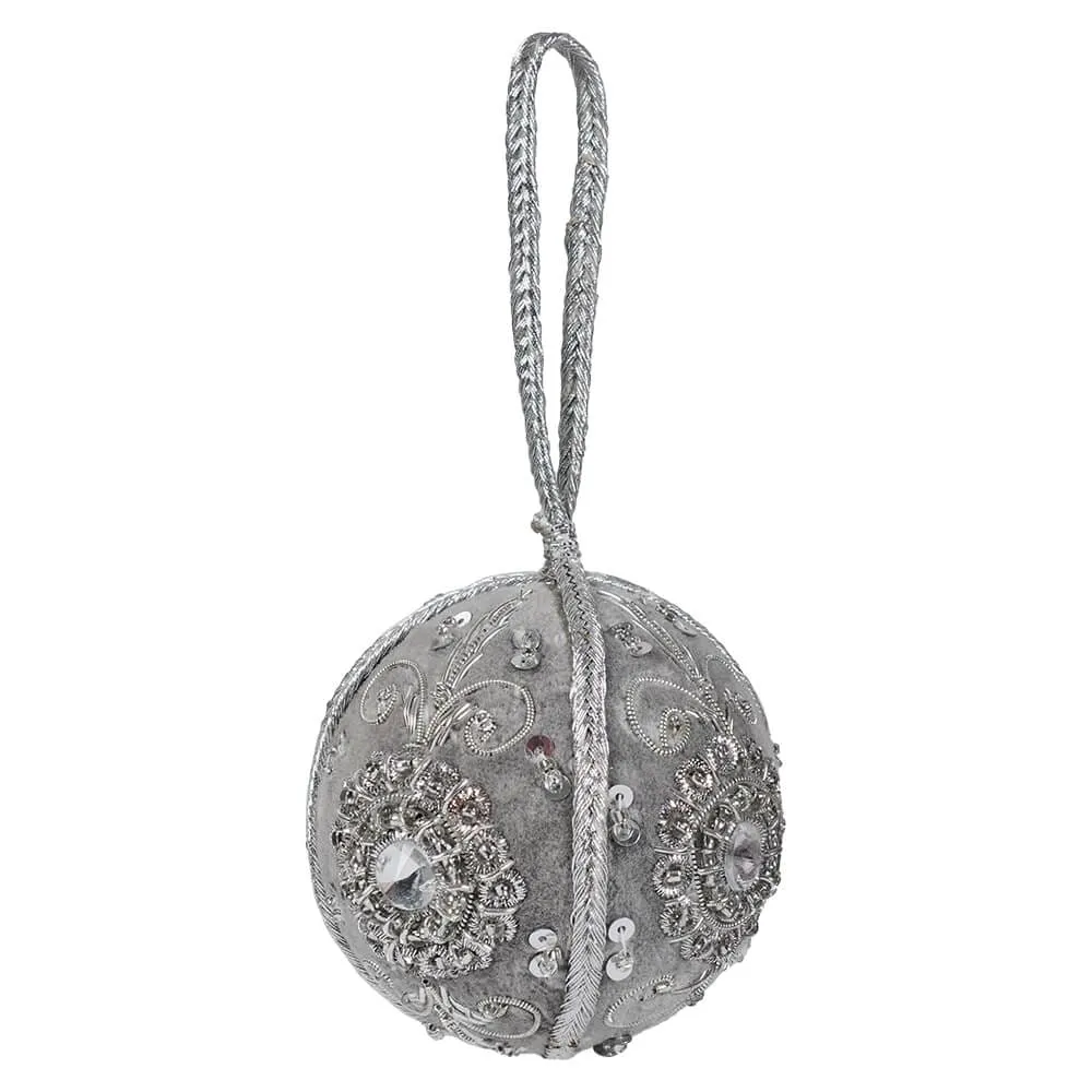 Silver Brocade Ball Ornament