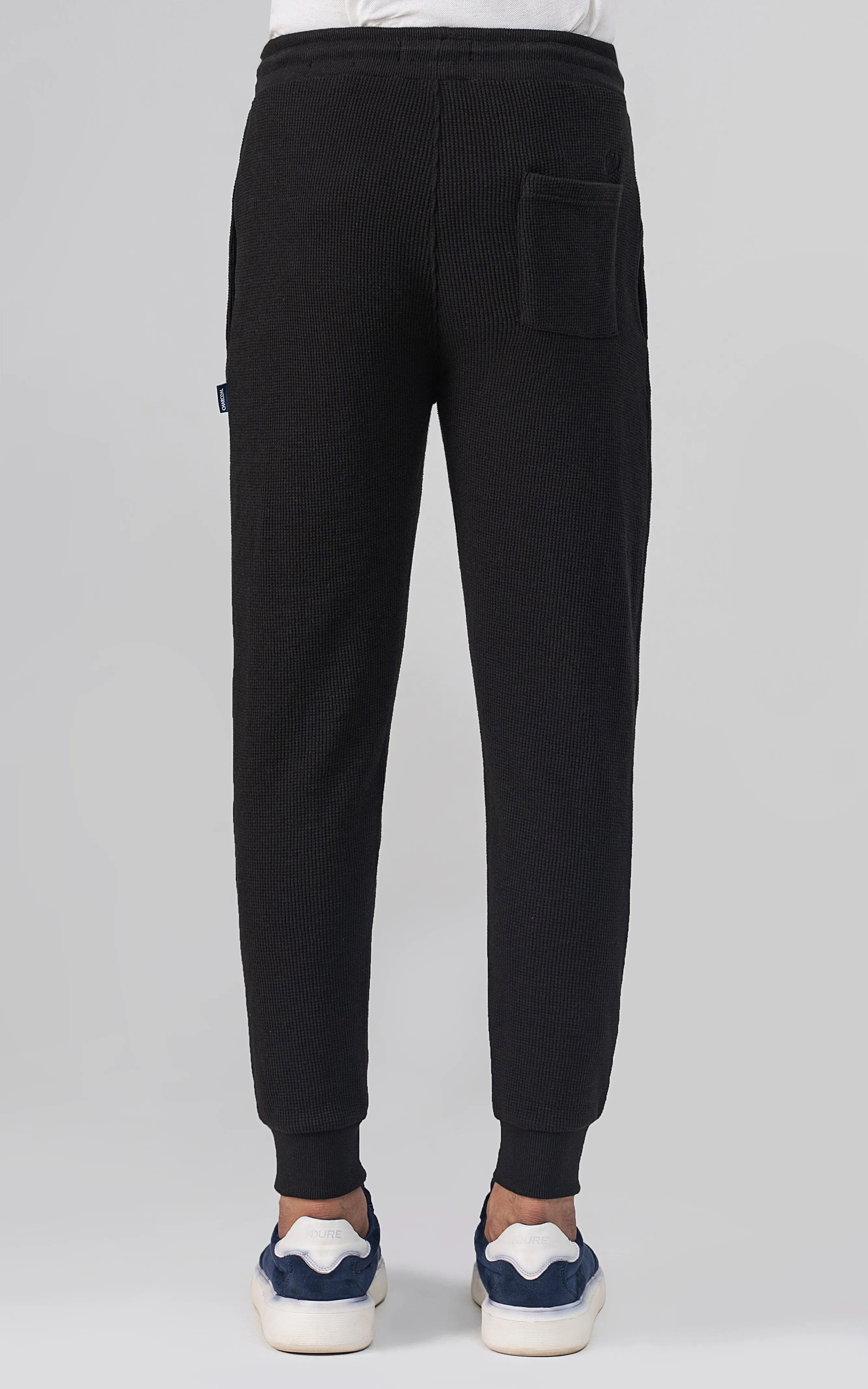 SLIM FIT WAFFLE JOGGER TROUSER BLACK