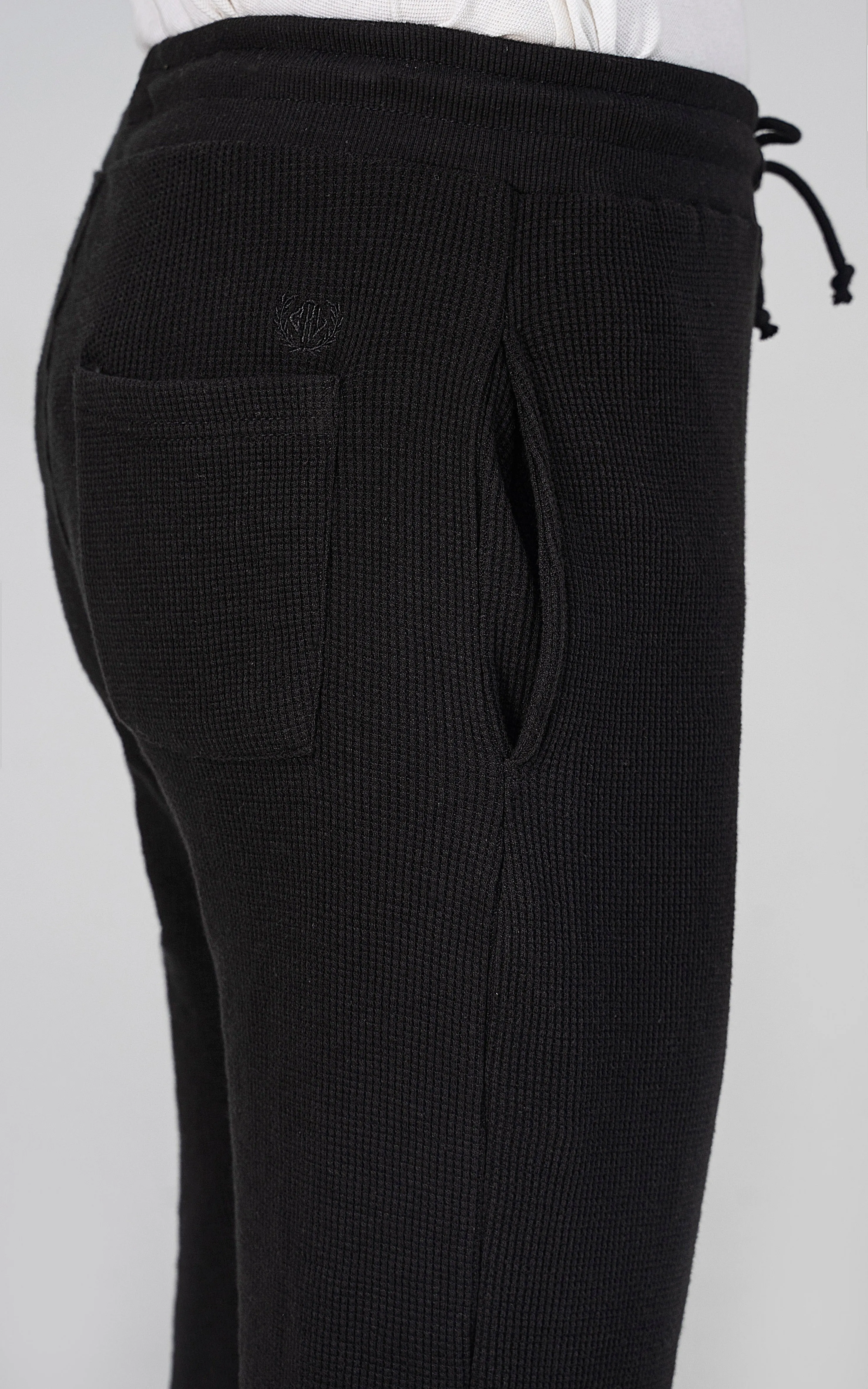 SLIM FIT WAFFLE JOGGER TROUSER BLACK