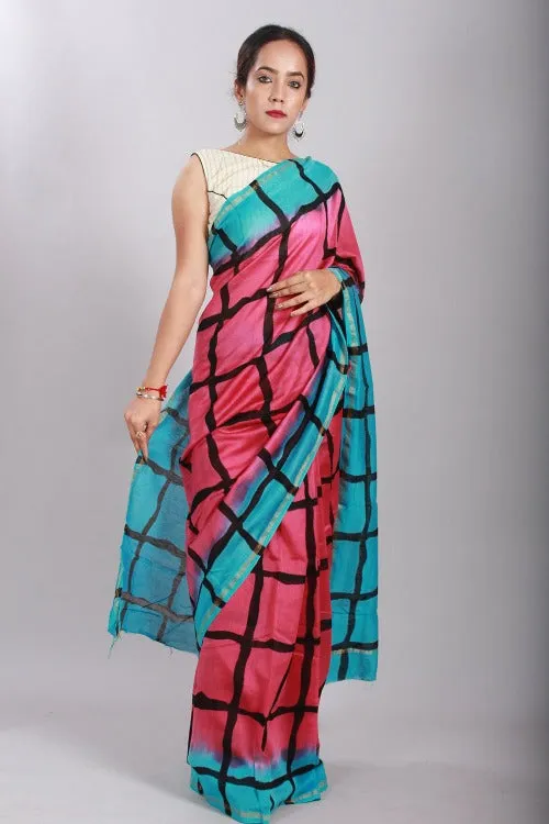 Sooti Syahi-Shibori Bandhani Printed Chanderi Silk Saree-21