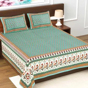 Sukhvi Printed Bedsheet - Green