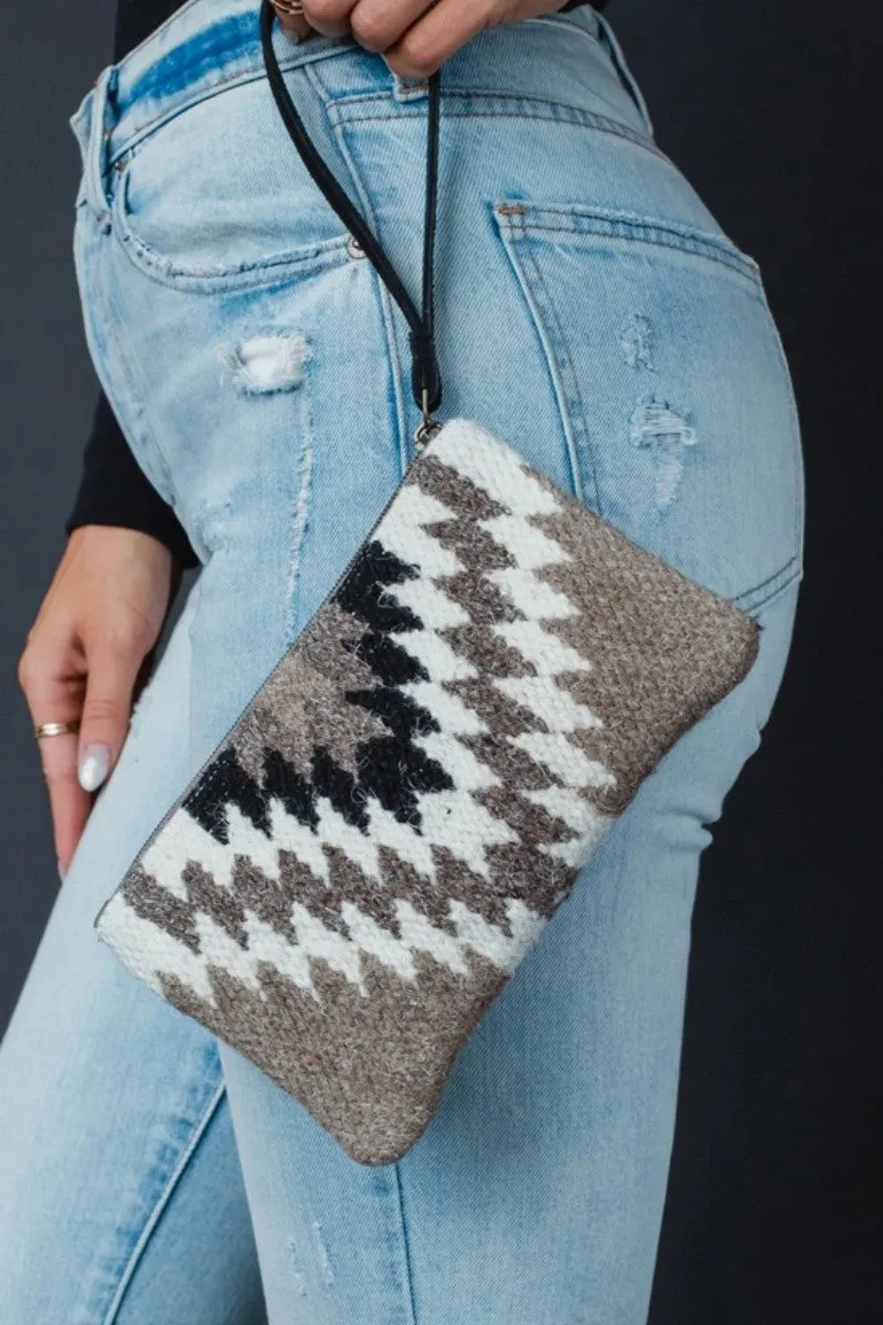 Taupe & Cream & Black Aztec Wristlet