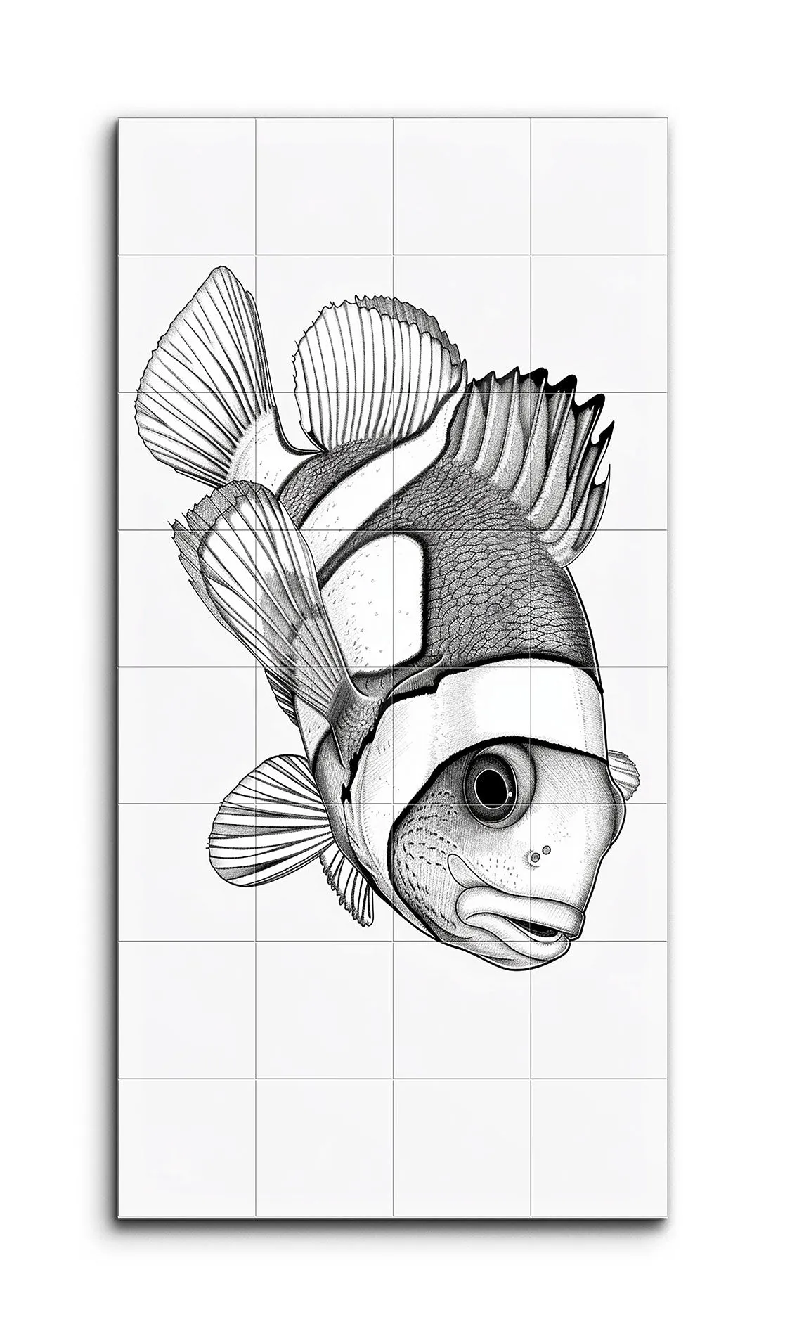 Timeless Monochrome Clownfish Illustration