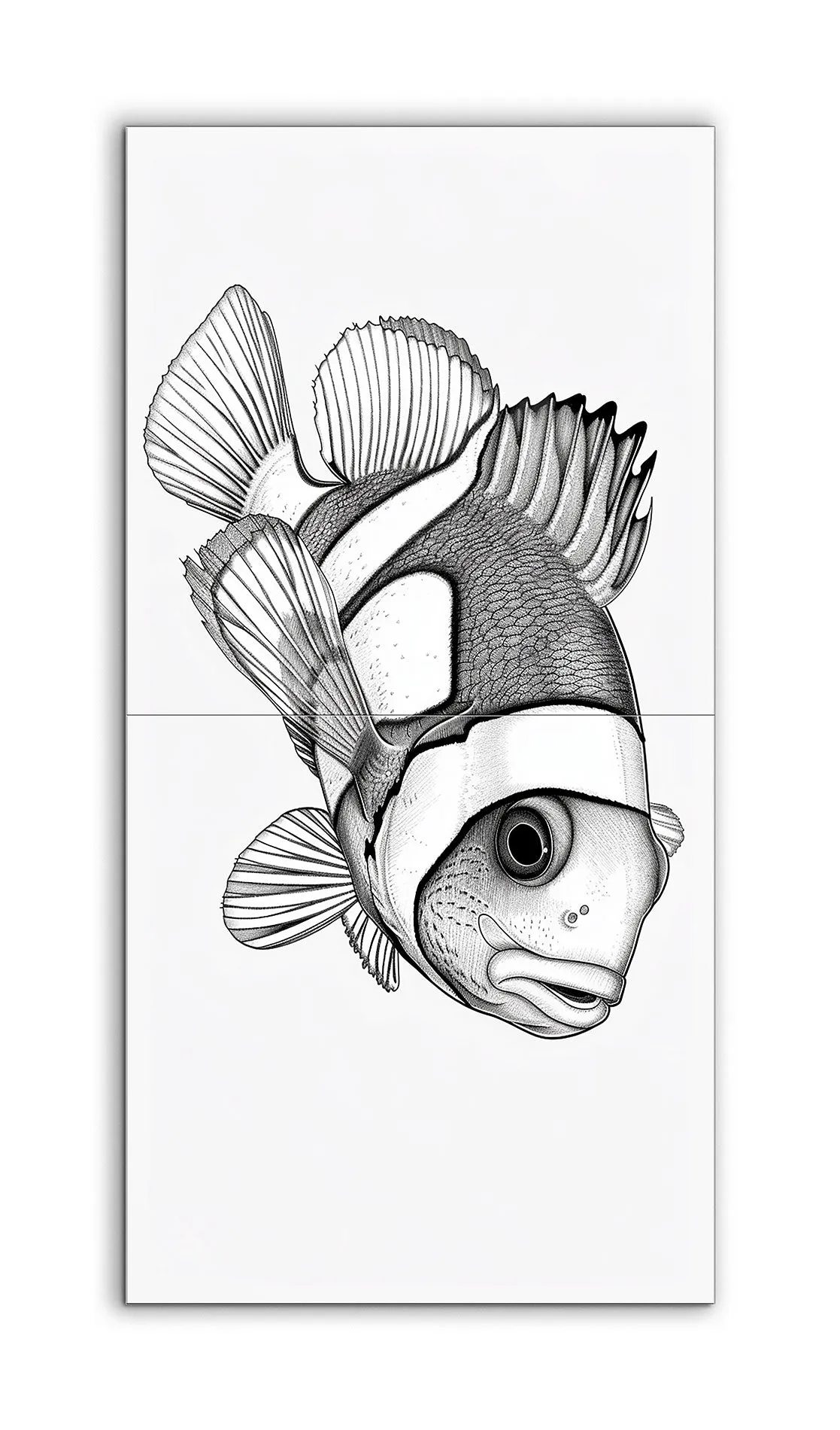 Timeless Monochrome Clownfish Illustration