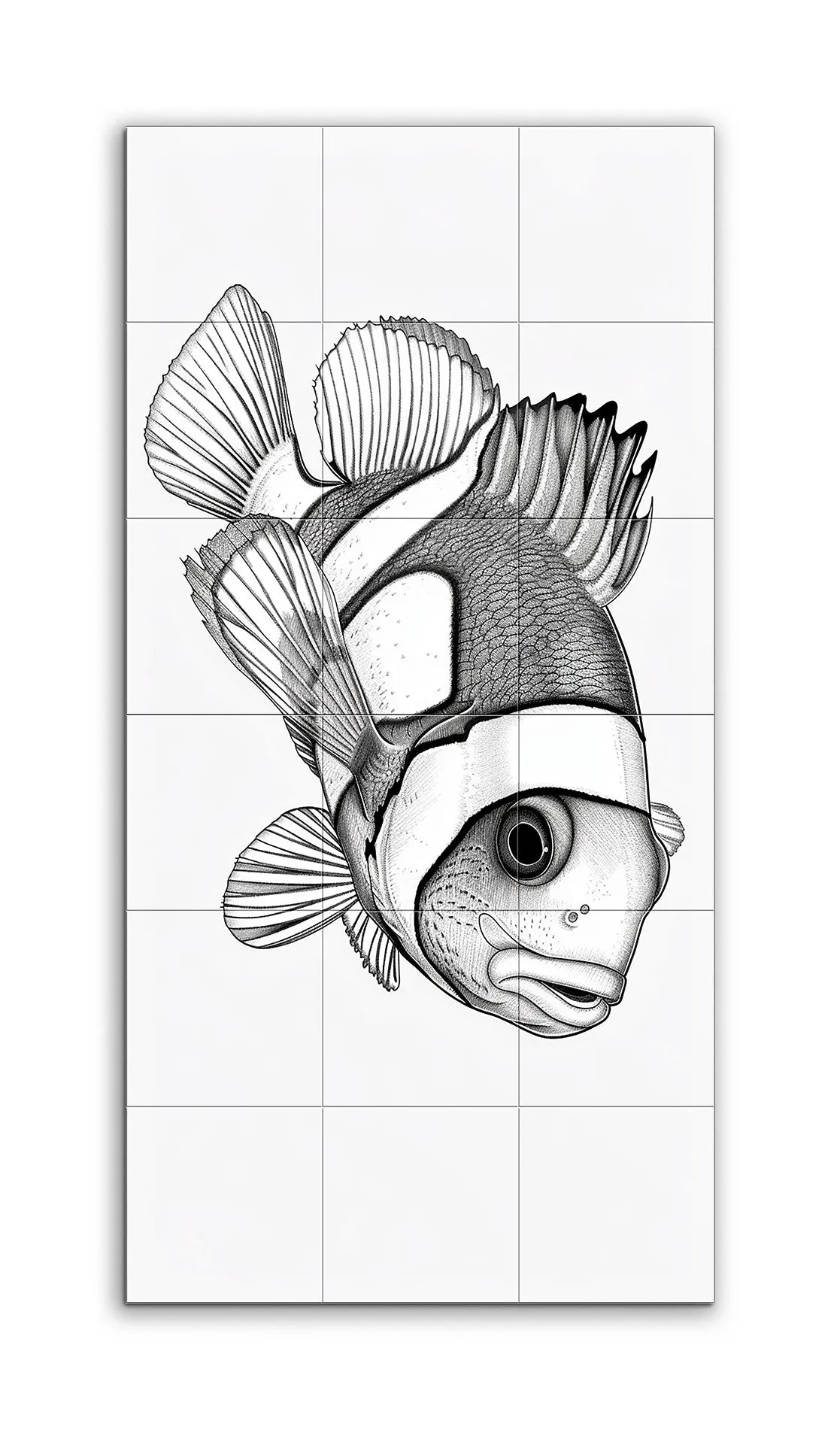 Timeless Monochrome Clownfish Illustration