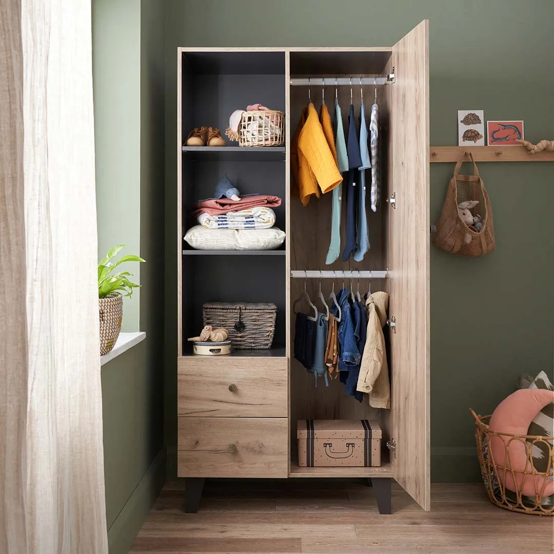 Tutti Bambini Como Wardrobe - Distressed Oak/Slate Grey