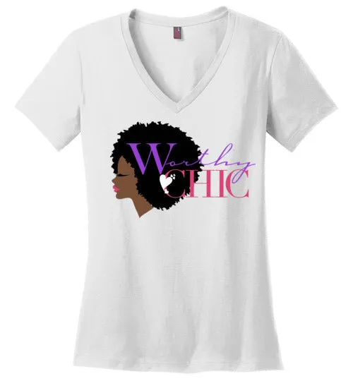 V-Neck Fitted Tee - Classic Chic logo tee