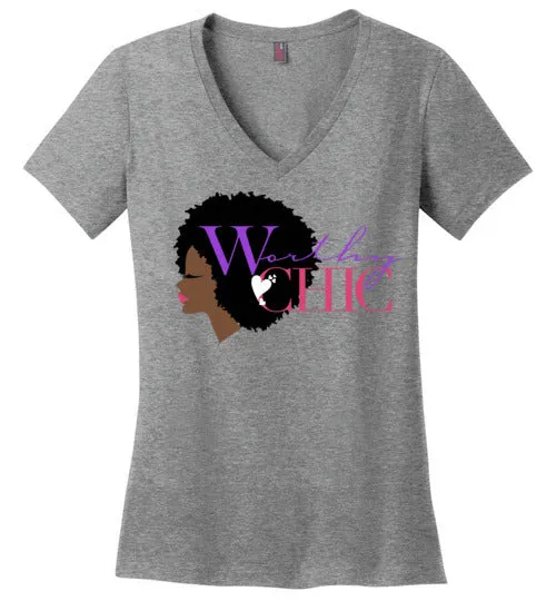 V-Neck Fitted Tee - Classic Chic logo tee