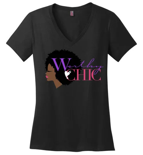 V-Neck Fitted Tee - Classic Chic logo tee