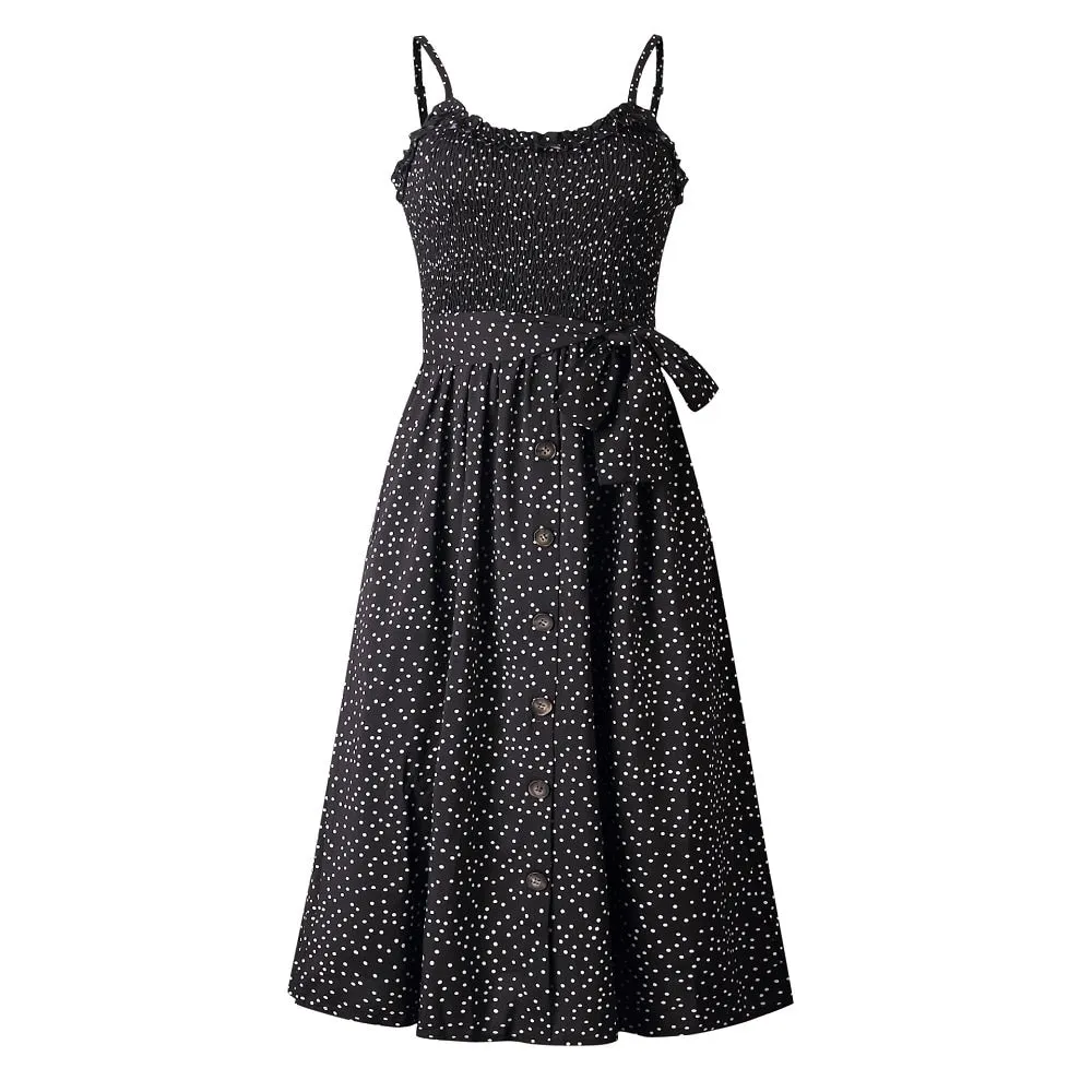 VenusFox Polka Dot Strapless Ruffle A-Line  Sundress