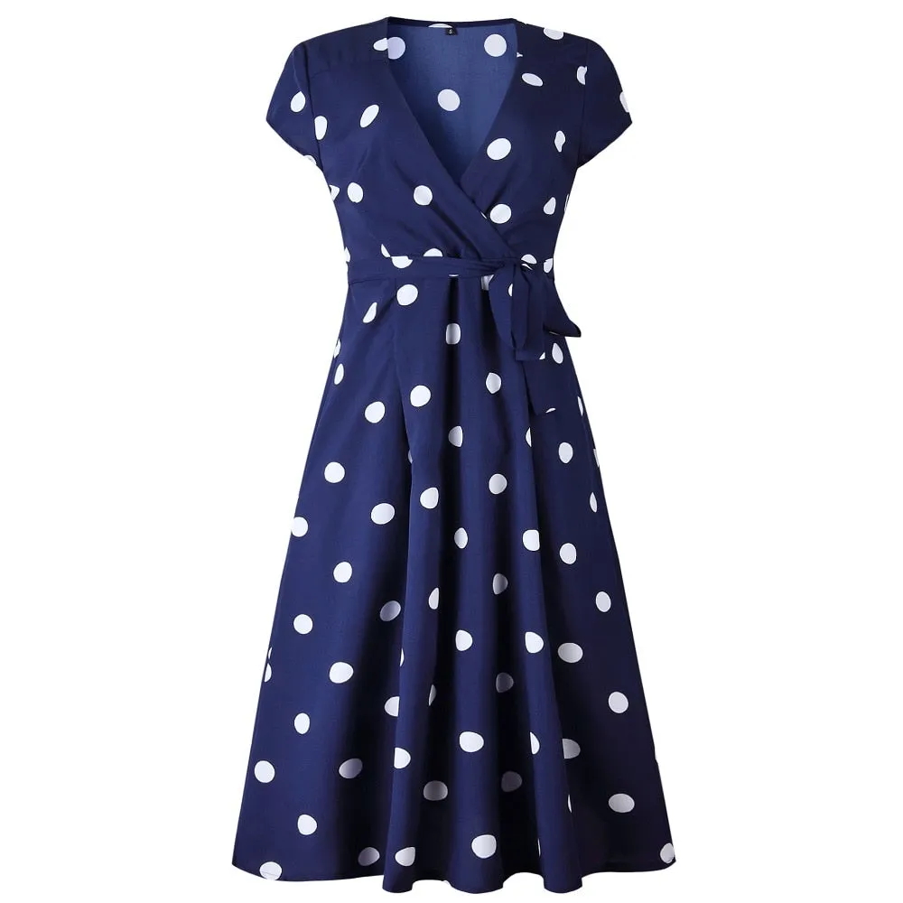 VenusFox Polka Dot Strapless Ruffle A-Line  Sundress