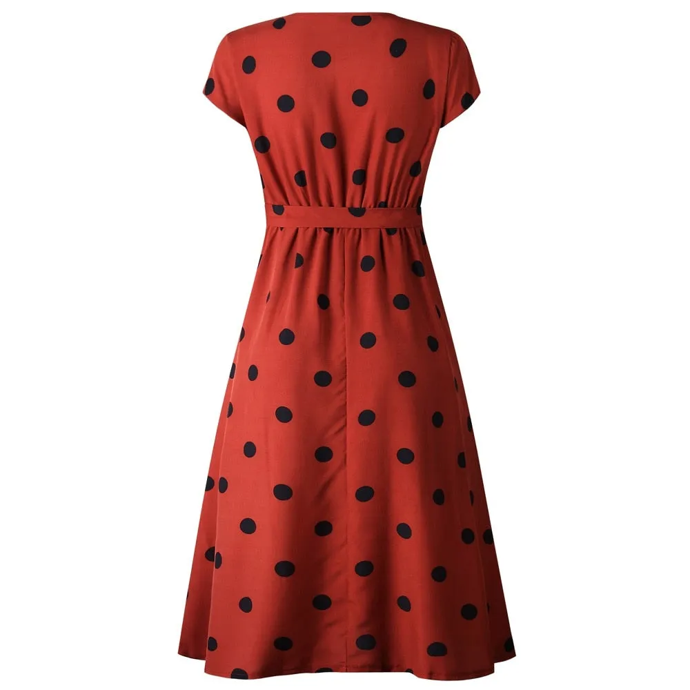 VenusFox Polka Dot Strapless Ruffle A-Line  Sundress