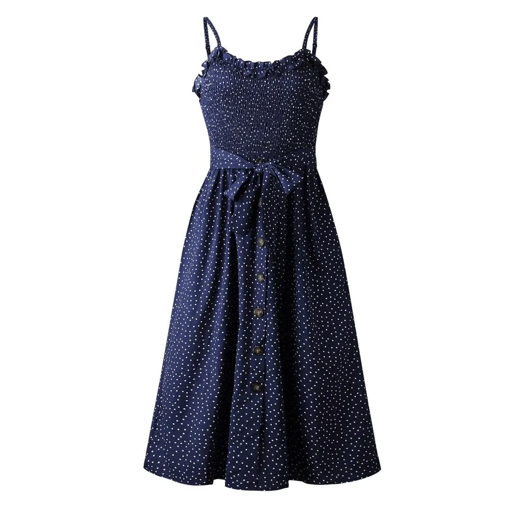 VenusFox Polka Dot Strapless Ruffle A-Line  Sundress