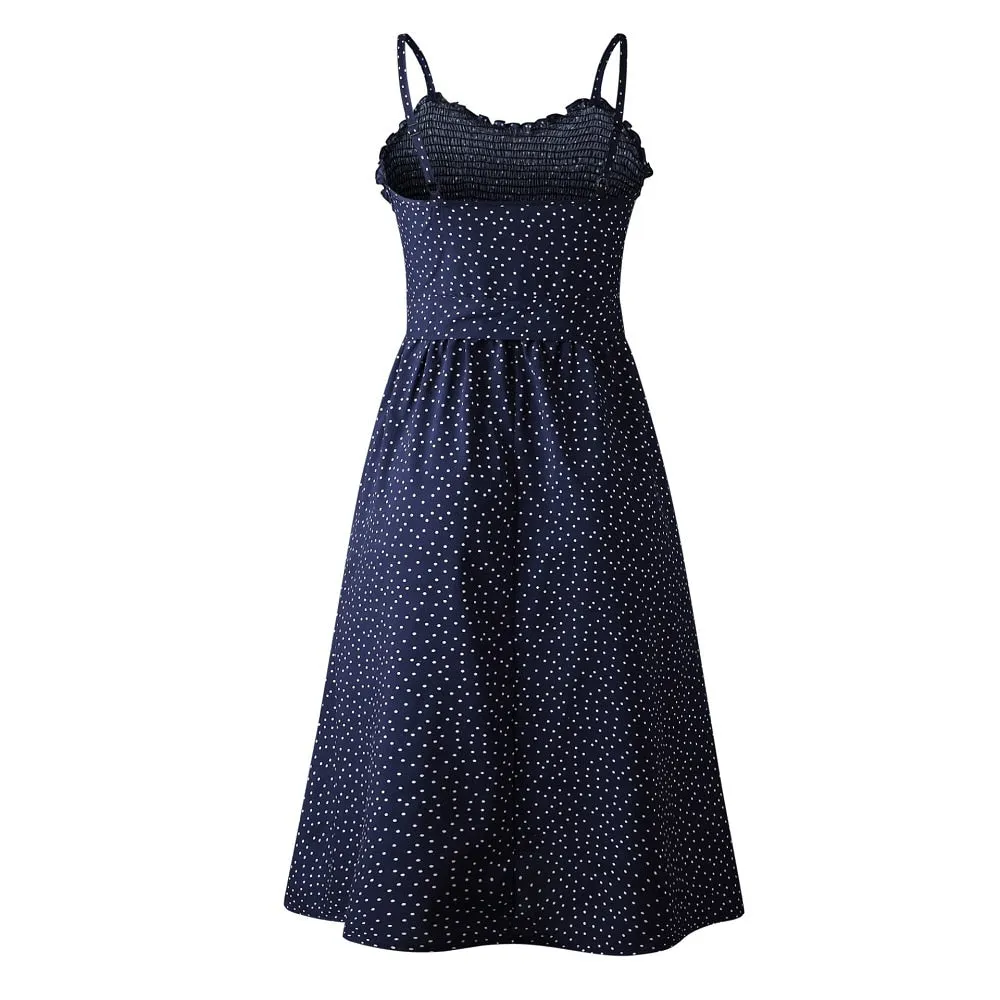 VenusFox Polka Dot Strapless Ruffle A-Line  Sundress