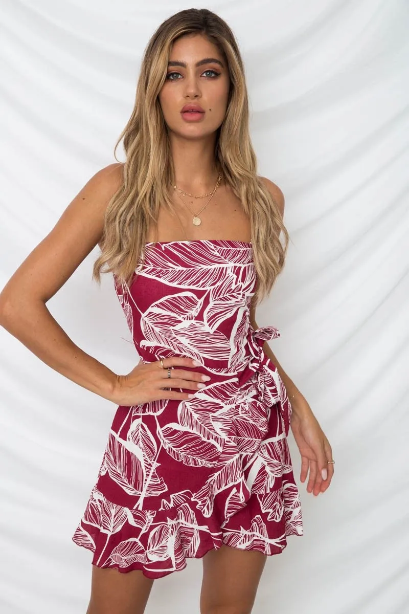 VenusFox Women Summer Leaf Print Sashes Boho Sleeveless Beach Strap Dresses