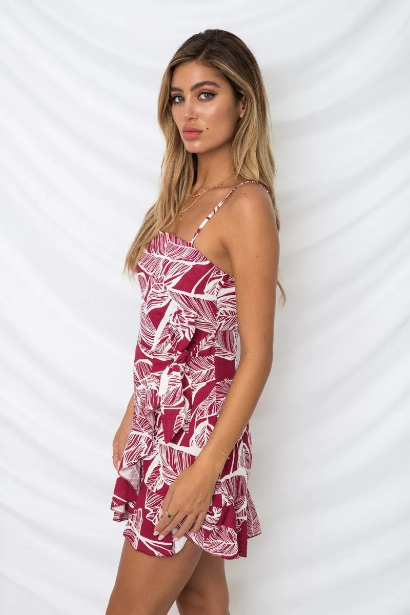 VenusFox Women Summer Leaf Print Sashes Boho Sleeveless Beach Strap Dresses