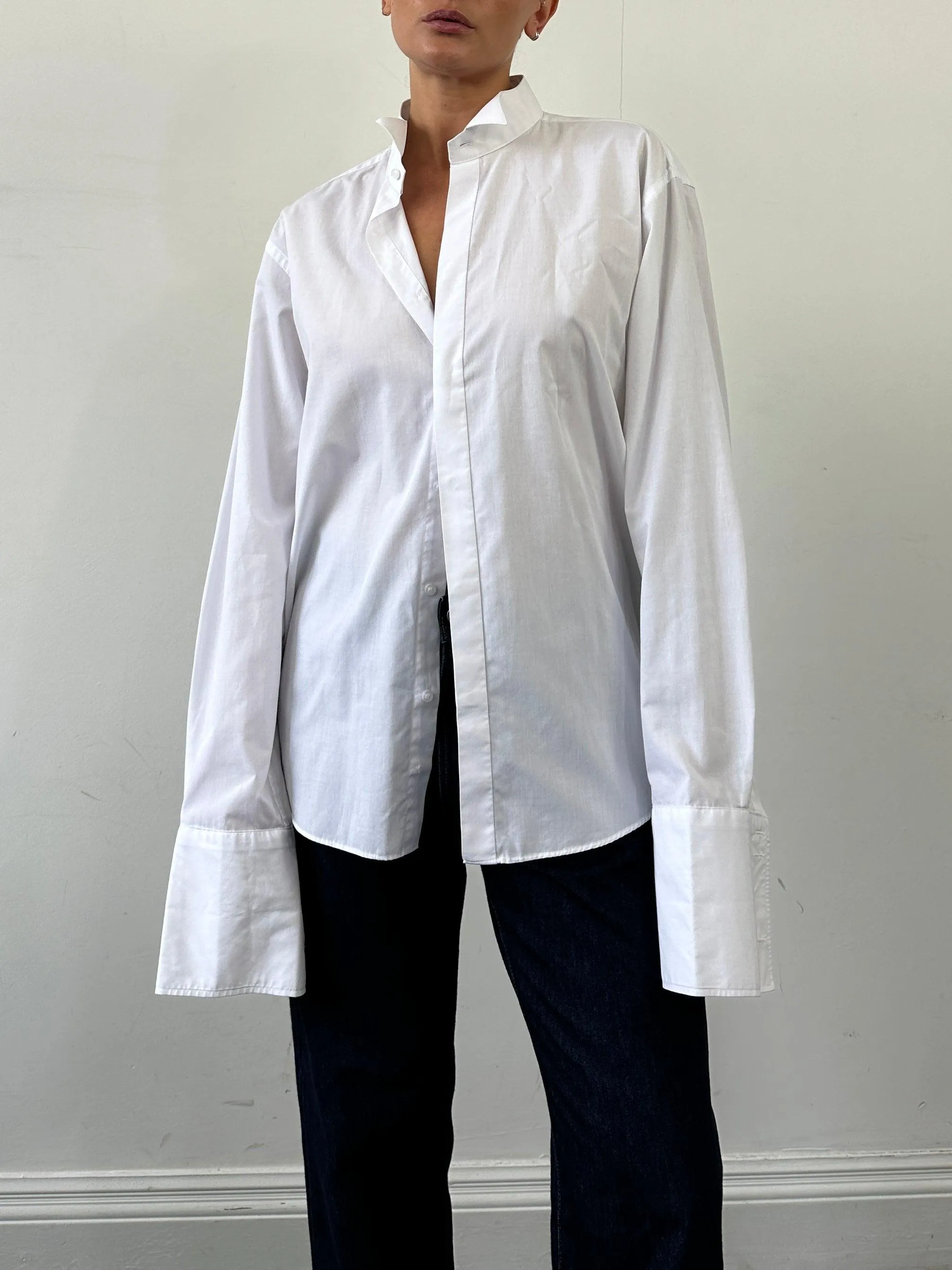 Vintage Cotton Wing Collar Dress Shirt - L/XL