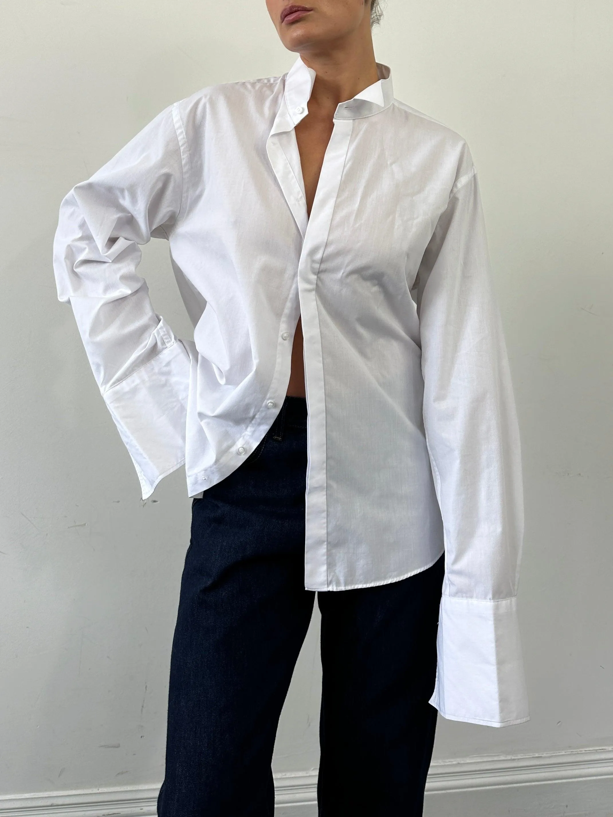 Vintage Cotton Wing Collar Dress Shirt - L/XL