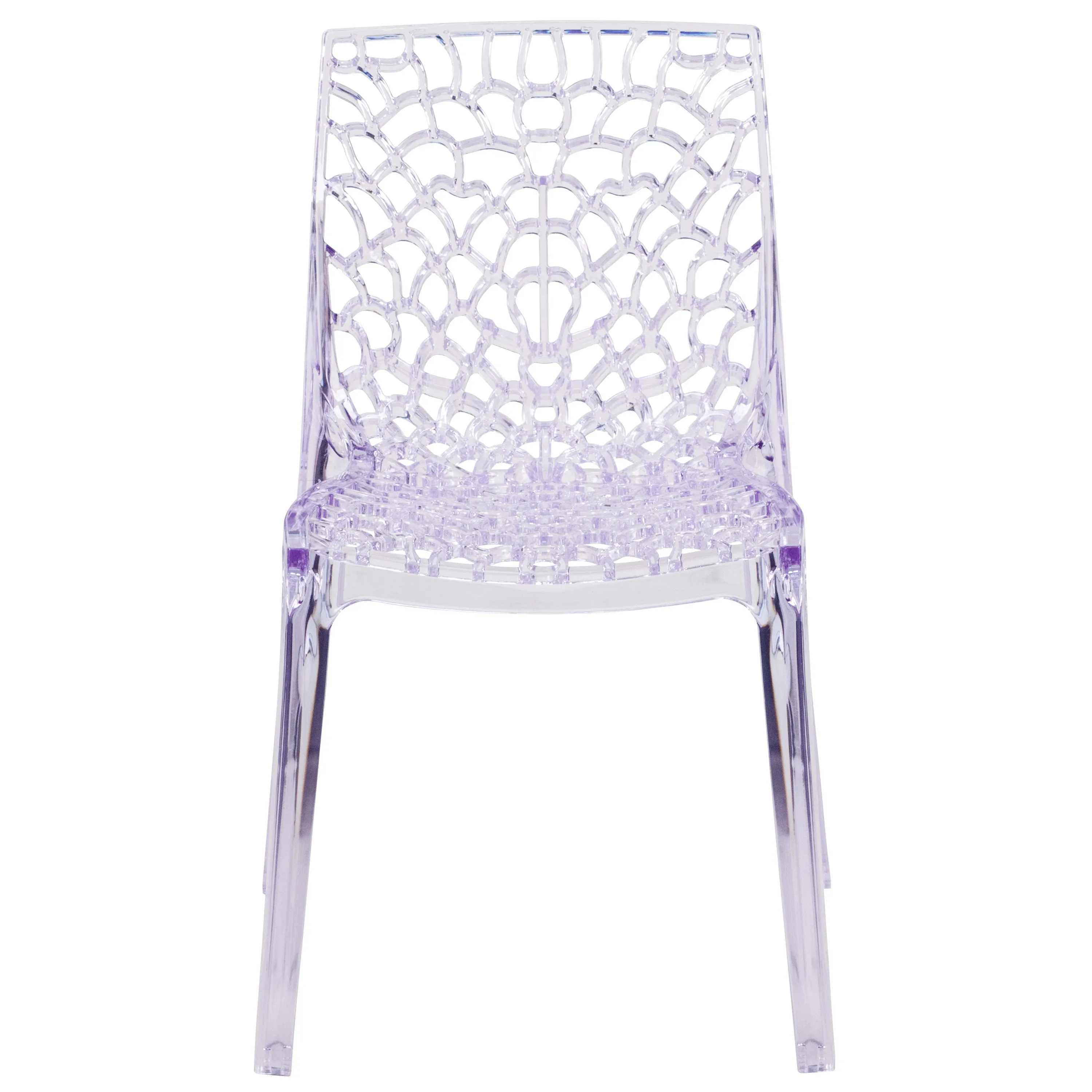 Vision Series Transparent Stacking Side Chair with Artistic Pattern Design