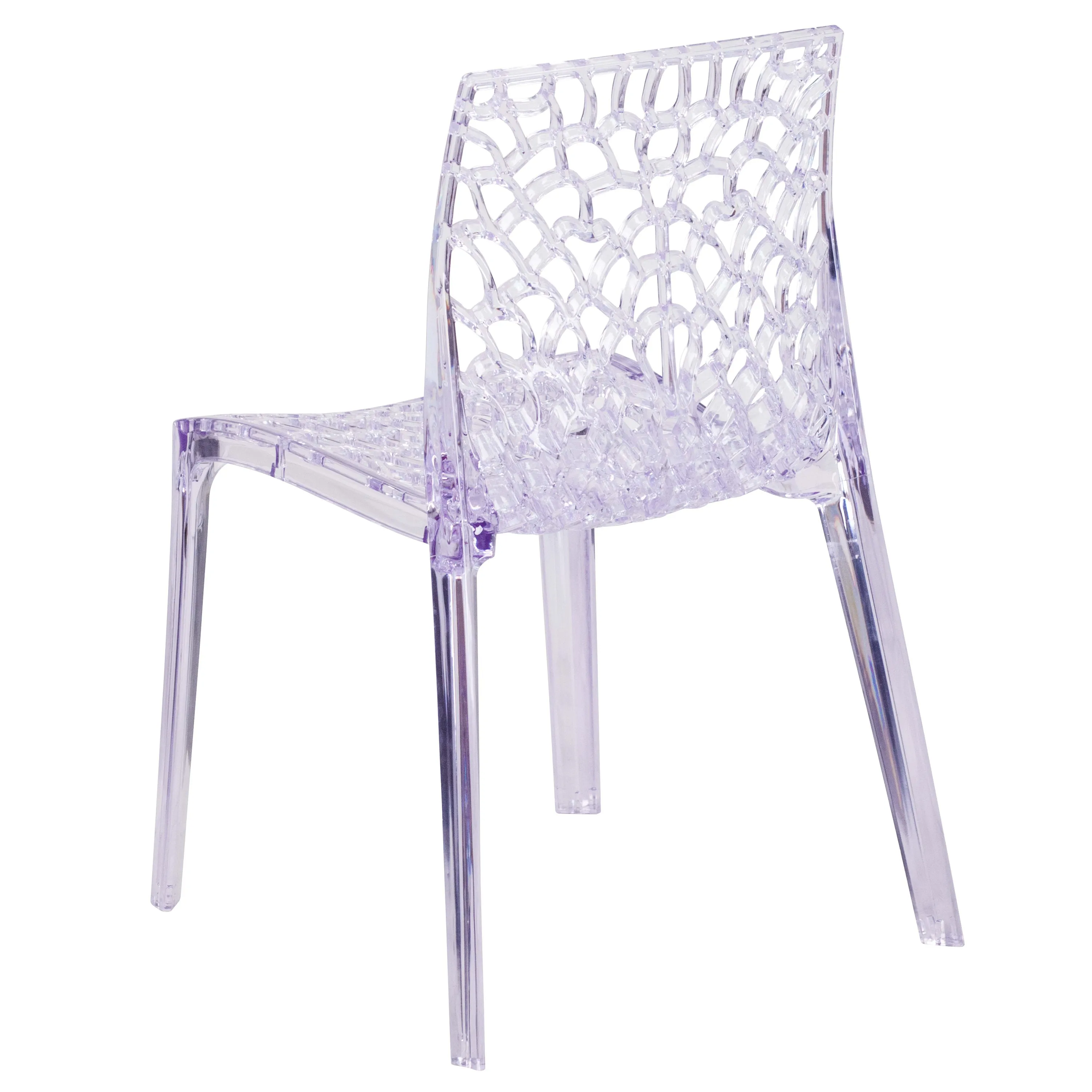 Vision Series Transparent Stacking Side Chair with Artistic Pattern Design