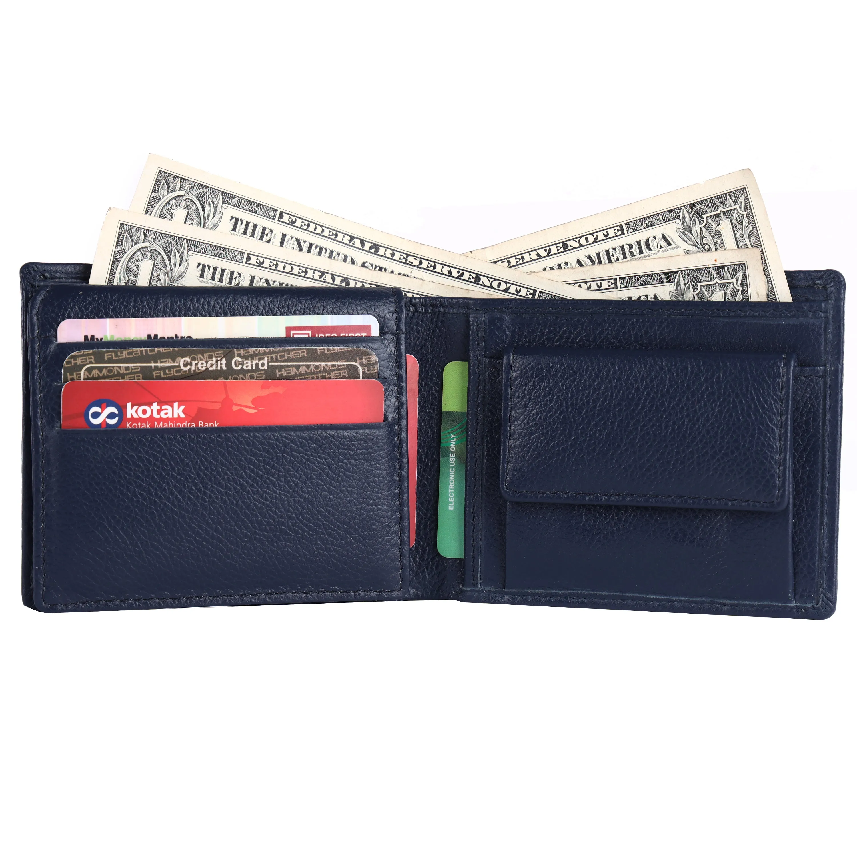 Wallet for Men - Blue | Genuine Leather Bifold Money Wallet | RFID Protected Wallets for Men| 6 ATM Card