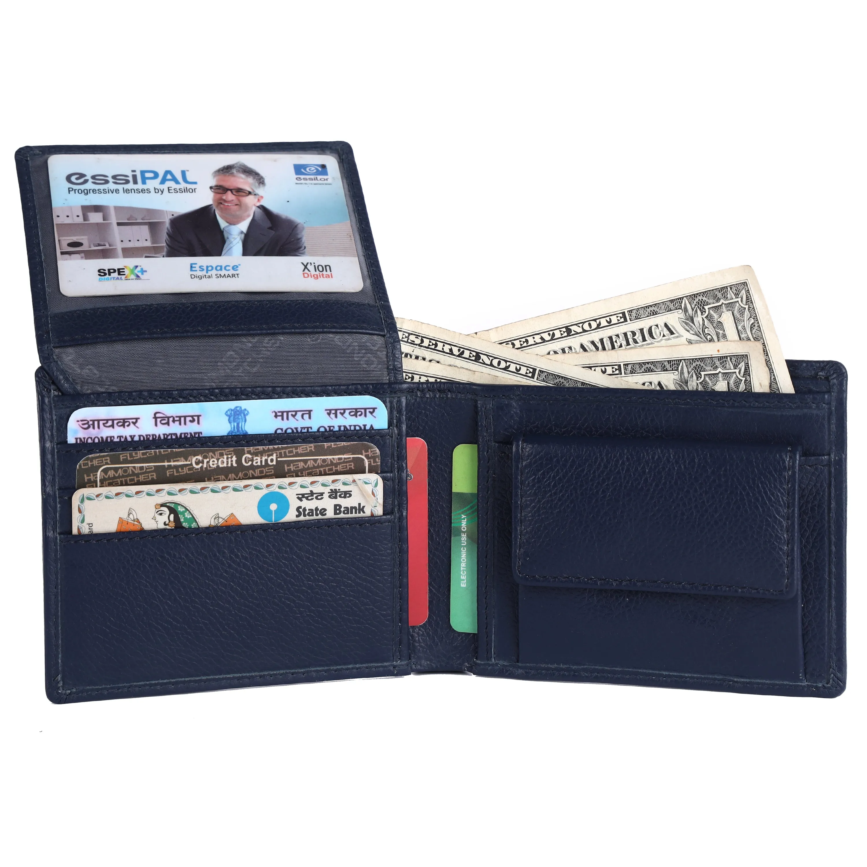 Wallet for Men - Blue | Genuine Leather Bifold Money Wallet | RFID Protected Wallets for Men| 6 ATM Card