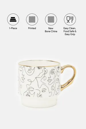 White Print Mask Mug