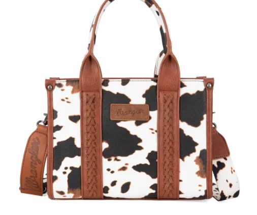 Wrangler Brown Cow Print Concealed Carry Crossbody Tote WG133-8120SBR