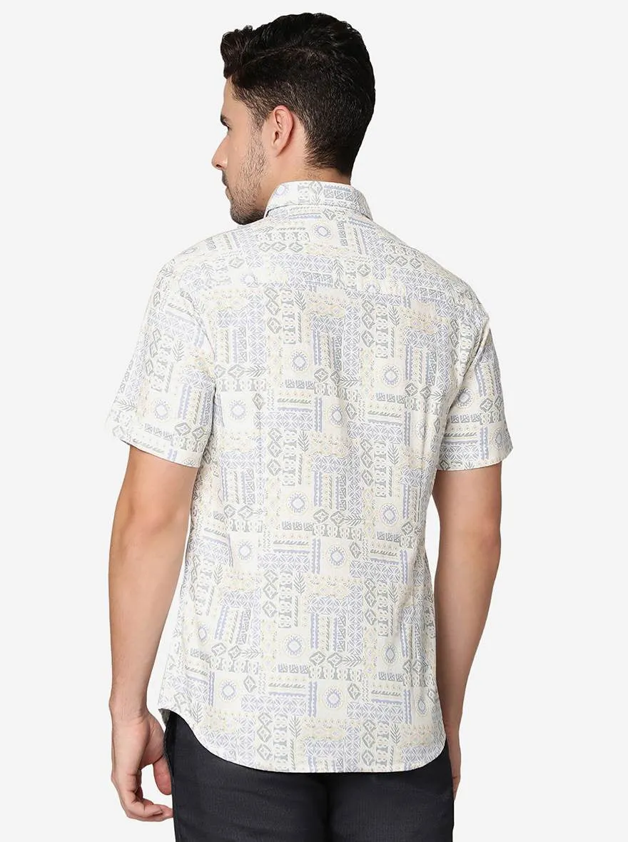 Yellow Printed Slim Fit Casual Shirt | Greenfibre