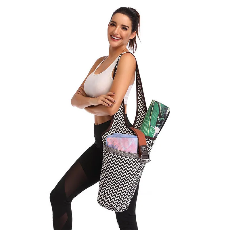 Yoga Mat Bag Shoulder Printed Canvas Yoga Backpack Canvas Bag